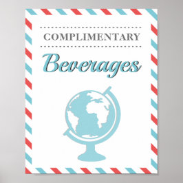 Drinks Beverages Red Blue Travel Airplane Airline Poster