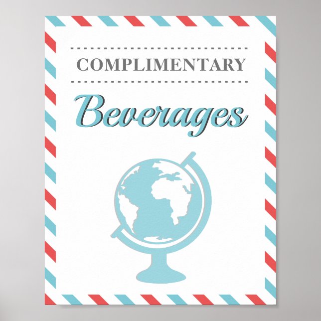 Drinks Beverages Red Blue Travel Airplane Airline Poster (Framsidan)