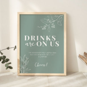 Drinks finns på US Boho Sage Grönt Bröllop Poster