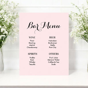 Drinks från Pub Menu Rosa Bröllop Poster