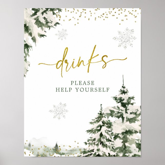 Drinks från Winter Onederland Forest First Birthda Poster (Framsidan)