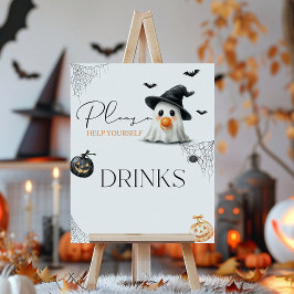Drinks Little Boo Baby Shower Halloween Poster