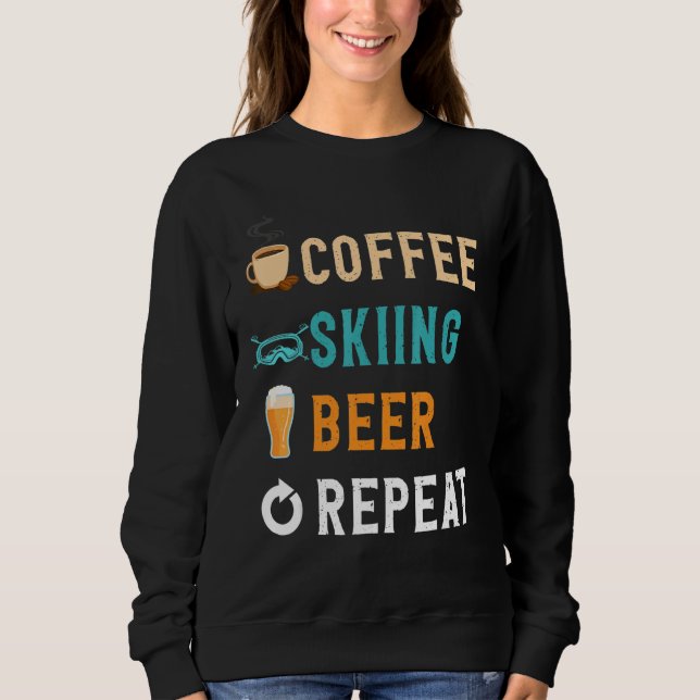 Drinks Lover Funny Coffee, Skiing, Beer Repeat Nov T Shirt (Framsida)