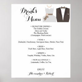 Drinks Menu Bride & Groom Möhippa Bröllop Poster