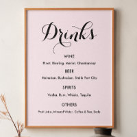 Drinks Menu Bröllop  Rosa