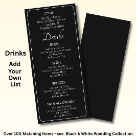 Drinks Menu Card - Black White Infinity Scroll, Meny