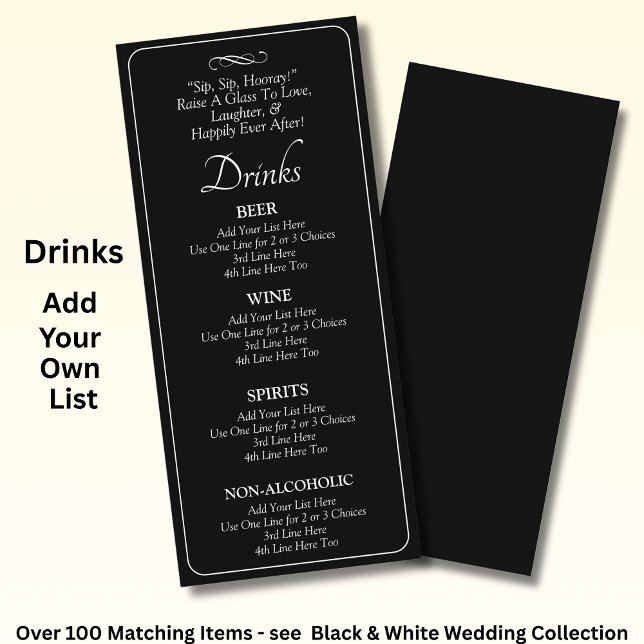 Drinks Menu Card - Black White Infinity Scroll, Meny (Skapare uppladdad)