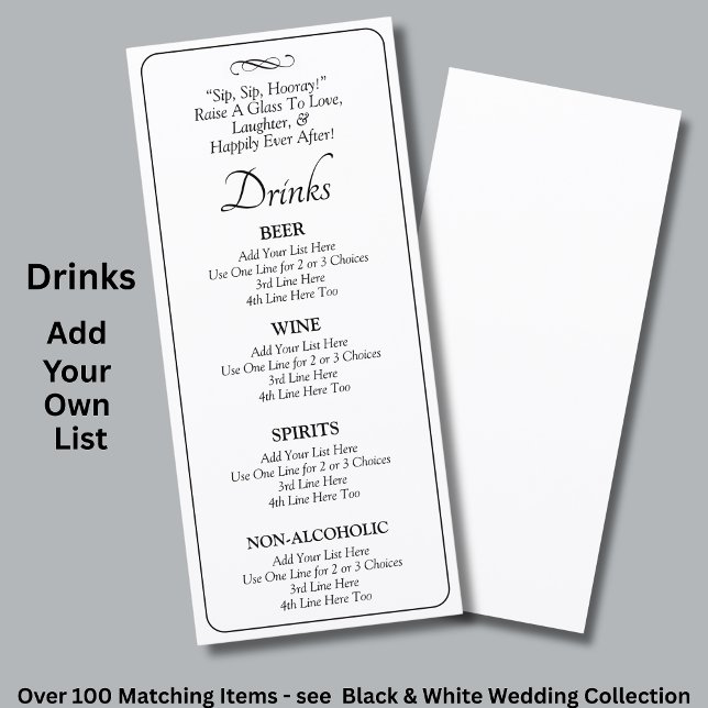 Drinks Menu Card - Black White Infinity Scroll, Meny (Skapare uppladdad)