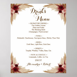 Drinks Menu Pampas Grass Möhippa Bröllop Poster