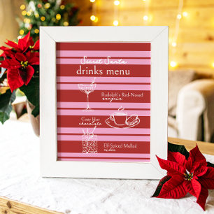 Drinks Menu Secret Santa Cabana Rosa Rand Preppy Poster