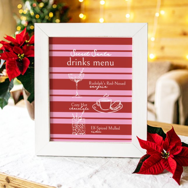 Drinks Menu Secret Santa Cabana Rosa Rand Preppy Poster (Skapare uppladdad)