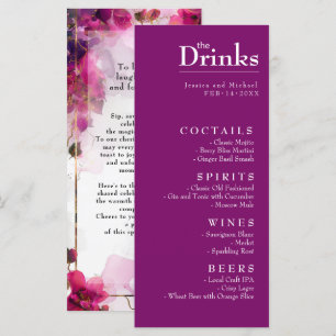 Drinks-menyn Fuchsia Enchantment: Vattenfärg Meny