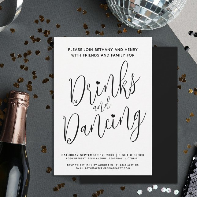 Drinks- och dansa efter bröllop munmanus inbjudningar (Skapare uppladdad)