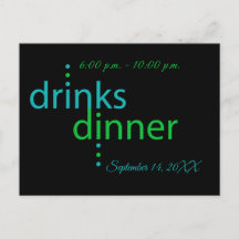 Drinks- och middagsbjudande vykort