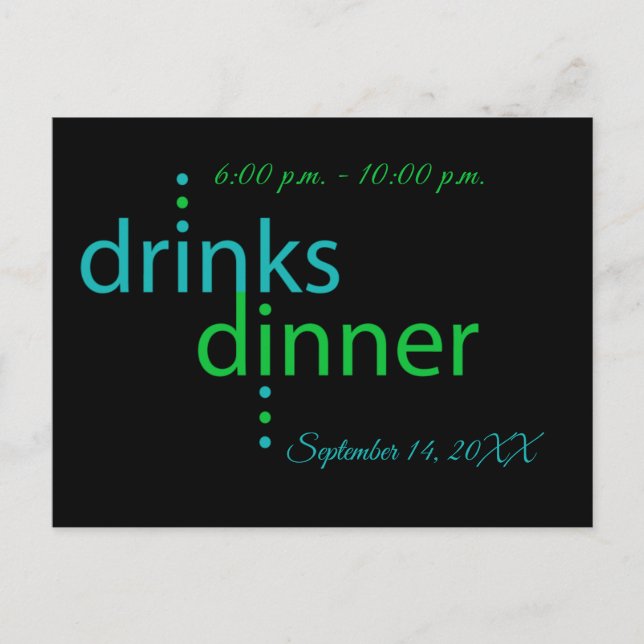 Drinks- och middagsbjudande vykort (Framsida)