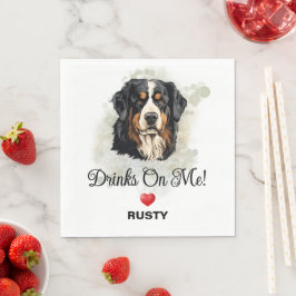 Drinks on Me Bernese Mountain Dog Pappersservett