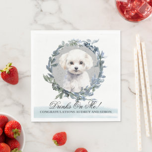 Drinks on Me Bichon Frise Pet Bröllop Pappersservett