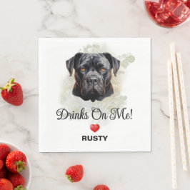 Drinks on Me Cane Corso Bröllop Hund Foto Pappersservett