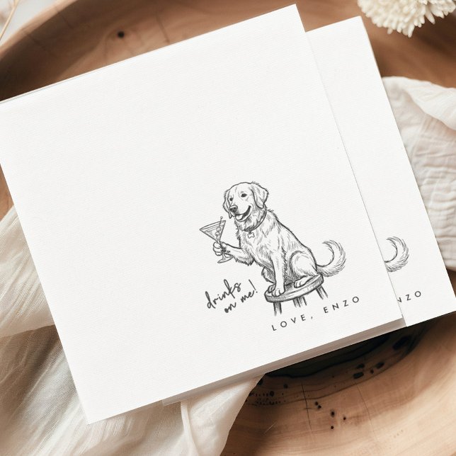 Drinks On Me Cute Fun Dog Cocktail Napkins Pappersservett (Skapare uppladdad)