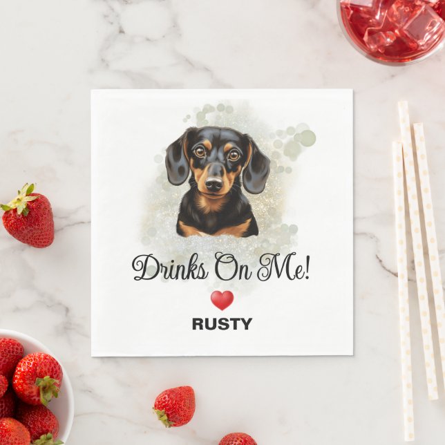 Drinks on Me Dachshund Bröllop Pappersservett (Insitu)