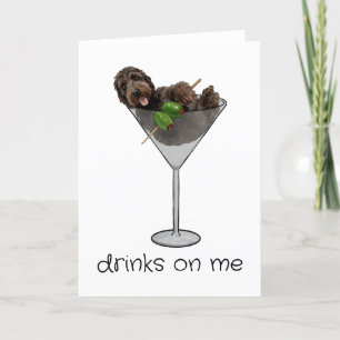 Drinks on Me Doodle Hund Dirty Martini Tack Kort