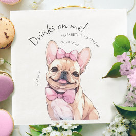 Drinks On Me Fransk Bulldog Akvarell Kul Hund Pappersservett