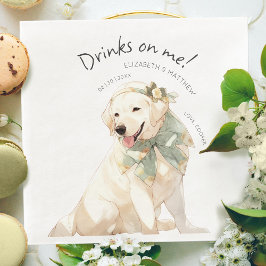 Drinks On Me Labrador Vattenfärg Kul Hund Djurfoto Pappersservett