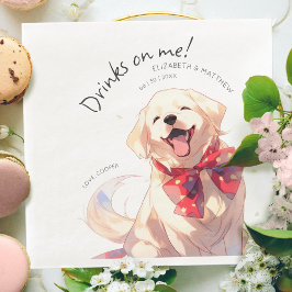 Drinks On Me Labrador Vattenfärg Kul Hund Djurfoto Pappersservett
