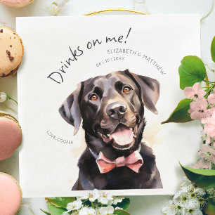 Drinks On Me Labrador Vattenfärg Kul Hund Husdjur Pappersservett