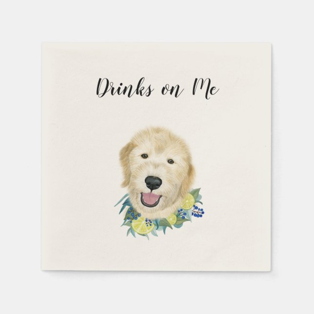 Drinks on Me Napkins (Golden Doodle) Pappersservett (Framsidan)