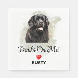 Drinks on Me Newfoundland Dog Photo Pappersservett
