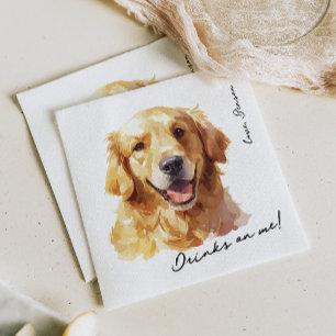 Drinks on Me Pet Golden Retriever Bröllop Napkins Pappersservett