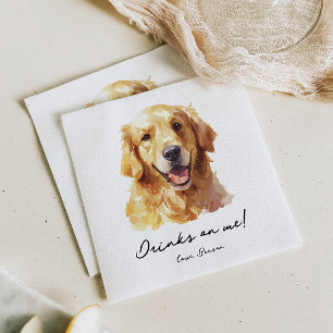 Drinks on Me Pet Golden Retriever Bröllop Napkins Pappersservett