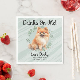 Drinks On Me! Pomeranian hund bröllops servetter