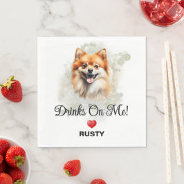 Drinks on Me Pomeranian Hund Foto Bröllop Pappersservett