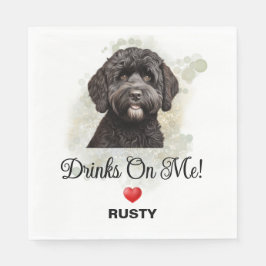 Drinks on Me Portuguese Waterdog Wedding Pappersservett
