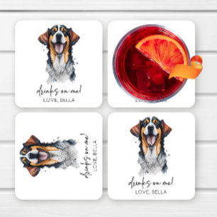 Drinks On Me! Sarabi Hund Husdjur Bröllop Underlägg Papper Kvadrat