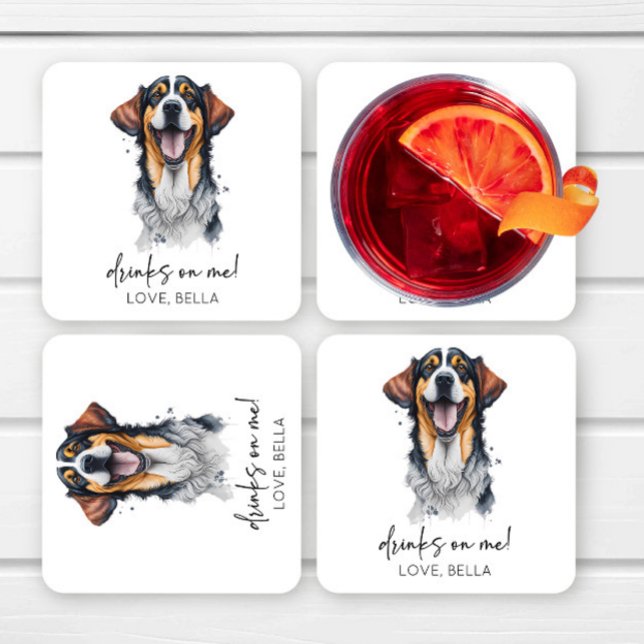 Drinks On Me! Sarabi Hund Husdjur Bröllop Underlägg Papper Kvadrat (Skapare uppladdad)