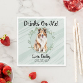 Drinks On Me! Shetland Sheepdog bröllop husdjur Pappersservett
