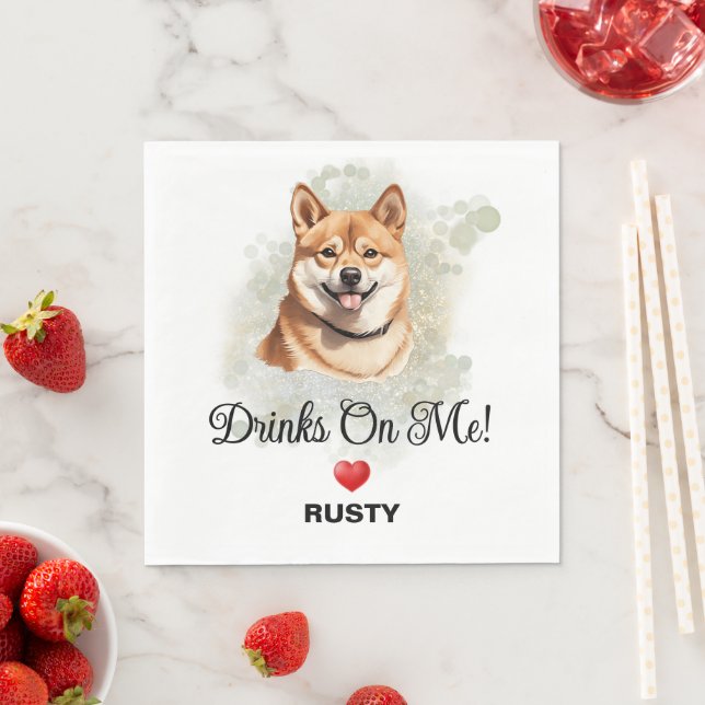 Drinks on Me Shiba Inu Bröllop Pappersservett (Insitu)