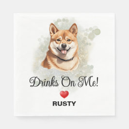 Drinks on Me Shiba Inu Bröllop Pappersservett