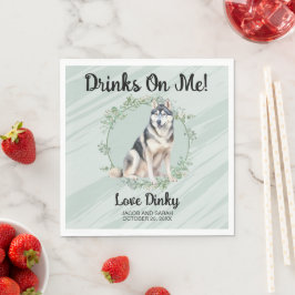 Drinks On Me! Sibirisk hund servett med foto