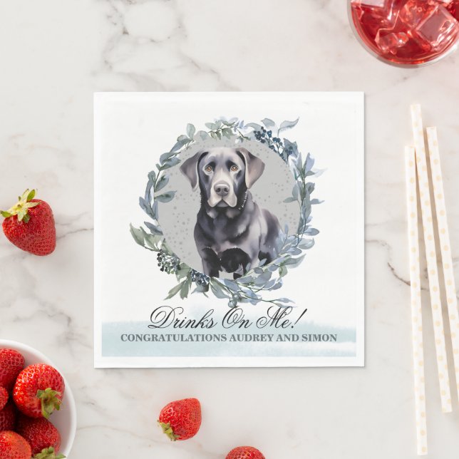 Drinks on Me! Svart Labrador Hund Servetter med Fo (Insitu)
