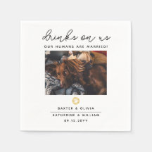 Drinks on US Pet Photo Bröllop Napkin