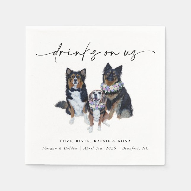 Drinks On Us Pet Wedding Napkins Pappersservett (Framsidan)