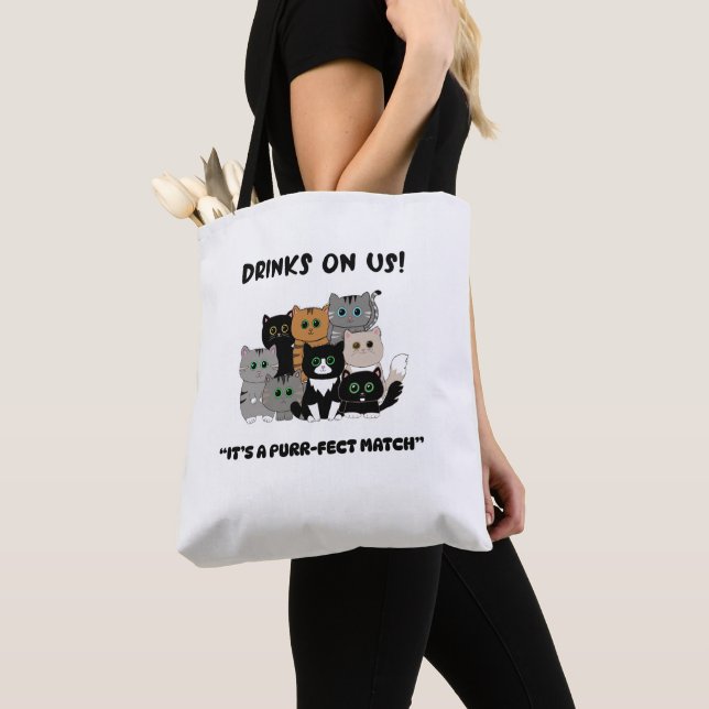 Drinks On Us Purrfekt Bröllop Tygkasse (Närbild)