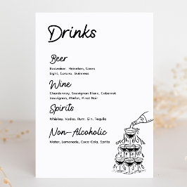 Drinks Pub Menu Modern Minimalist Bröllop-tecken