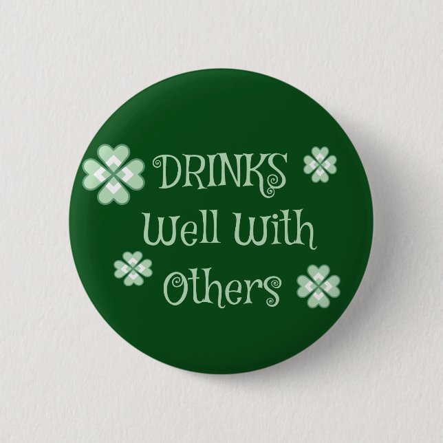 Drinks Saint Patricks Day Funny Grönt Knapp (Framsida)