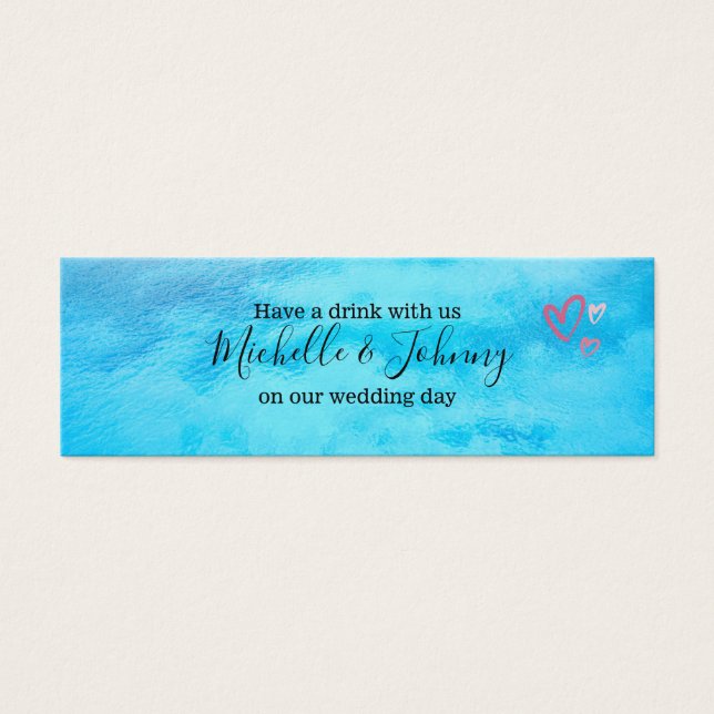 Drinks-token - fullständigt redigerbar bröllop/föd litet visitkort (Framsidan)