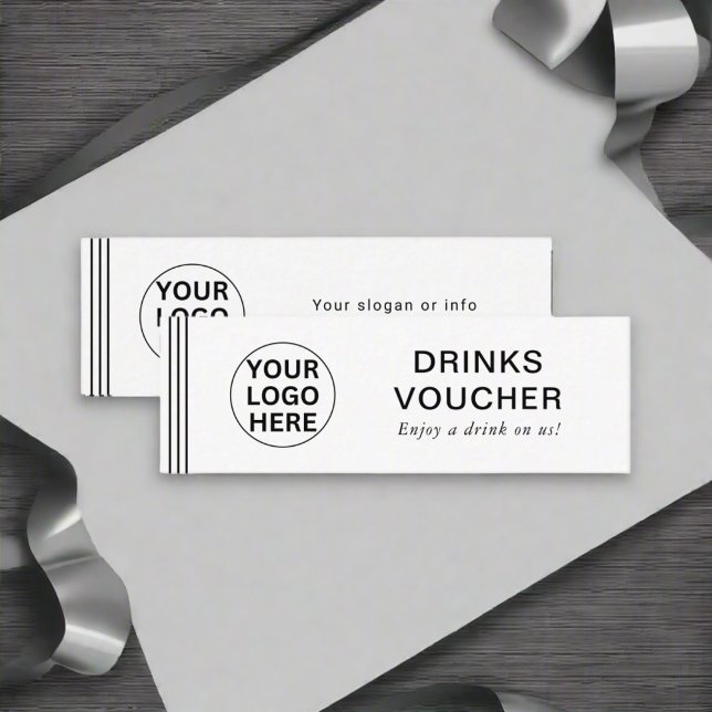 Drinks Voucher l Black & White Gift Certificate Mini Visitkort (Skapare uppladdad)